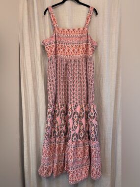 🌸 Knox Rose Boho Floral Tiered Maxi Dress | Smocked Bodice XL 🌸